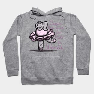 Cute Ballet Dancer Twirling Hippo Design Hoodie